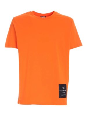 KARL LAGERFELD: t-shirts - Logo label T-shirt in orange