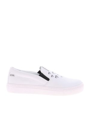 KARL LAGERFELD: sneakers - Slip-on Kupsole Love in vera pelle bianca