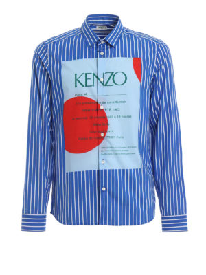 KENZO: camicie - Camicia a righe con stampa invito