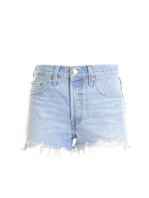 LEVI'S: Trousers Shorts - 501 fringed denim shorts