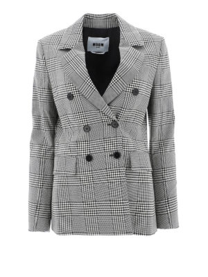 m.s.g.m.: giacche blazer - Blazer in lana vergine con stampa check