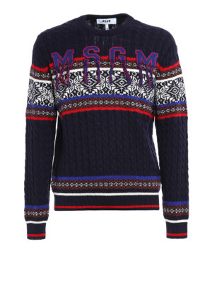 m.s.g.m.: crew necks - Woven wool blend crewneck