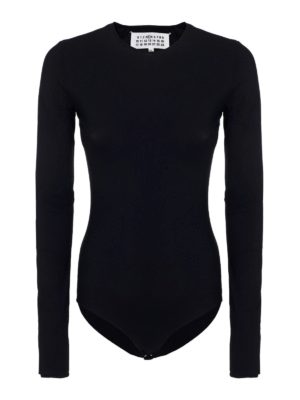 Maison Margiela: t-shirts - Super stretch black body suit