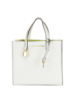 MARC JACOBS: totes bags - Grind Mini white leather tote bag