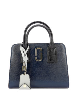 MARC JACOBS: totes bags - Little Big Shot blue leather tote bag