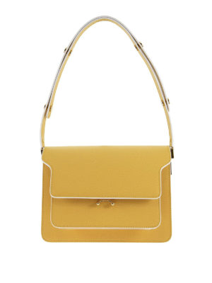 Marni: cross body bags - Yellow Saffiano Trunk Bag