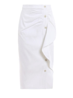 Max Mara: Knee length skirts & Midi - Edmond white cotton pencil skirt