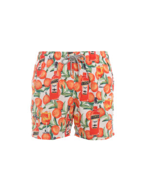 MC2 SAINT BARTH: Swim shorts & swimming trunks - Gustavia orange print swim shorts