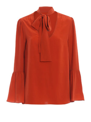 MICHAEL KORS: blouses - Silk pussy bow fastening blouse