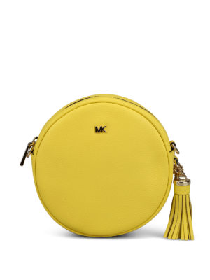 MICHAEL KORS: cross body bags - Yellow hammered leather circle bag