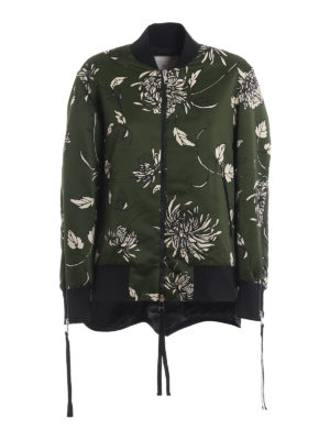 MONCLER: bombers - Thimphou floral print duchesse bomber jacket