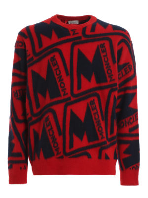 MONCLER: crew necks - Inlaid logo sweater