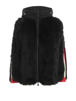MONCLER GRENOBLE: Fur & Shearling Coats - Black faux fur jacket