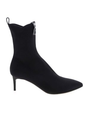 MOSCHINO: ankle boots - Logo label pointed ankle boots in black