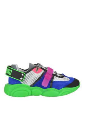 MOSCHINO: trainers - Teddy florescent green sole sneakers