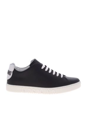 MOSCHINO: sneakers - Sneakers nere con logo e patch Teddy
