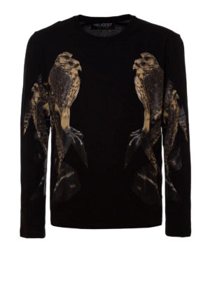NEIL BARRETT: T-shirts - Hawk print long sleeved T-shirt