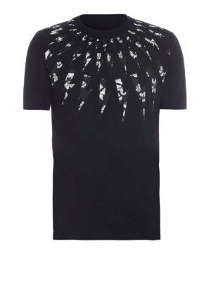 NEIL BARRETT: t-shirts - Print black cotton T-shirt