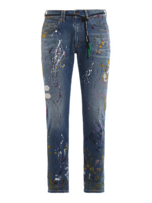 OFF-WHITE: skinny jeans - Vintage Paint skinny crop jeans