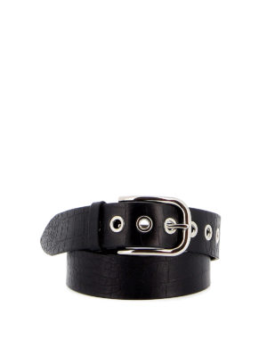 ORCIANI: cinture - Cintura Kindu stampa cocco nera con occhielli
