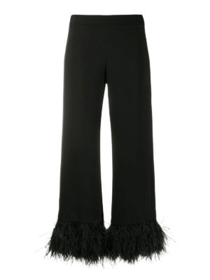 P.A.R.O.S.H.: casual trousers - Feather trimmed cropped trousers