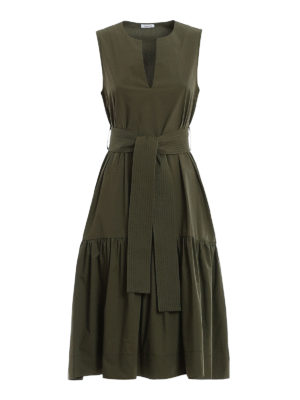 P.A.R.O.S.H.: knee length dresses - Belted cotton dress