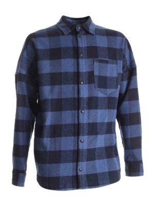 Palm Angels: shirts - Checked shirt in black and blue