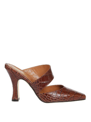 Paris Texas: mules shoes - Croco print leather mules