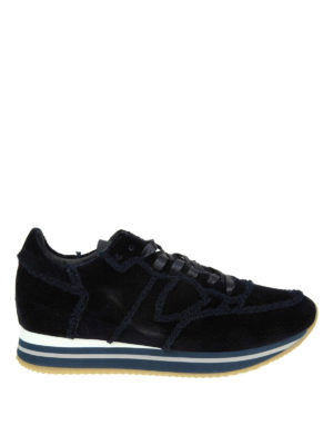 PHILIPPE MODEL: trainers - Tropez Higher velour bleu velvet sneakers