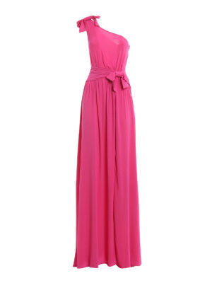 Pinko: evening dresses - Charleston georgette one-shoulder long dress