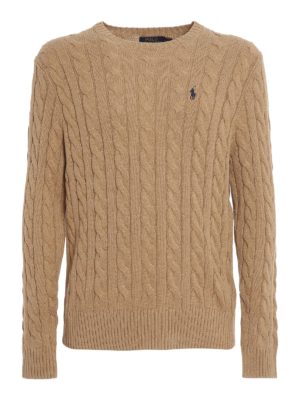 POLO RALPH LAUREN: Strickpullover mit Rundhalsausschnitt - Rundhalspullover - Beige