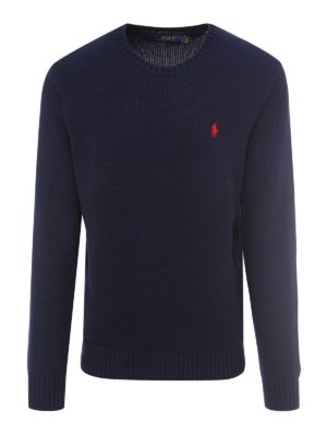POLO RALPH LAUREN: Strickpullover mit Rundhalsausschnitt - Rundhalspullover - Blau