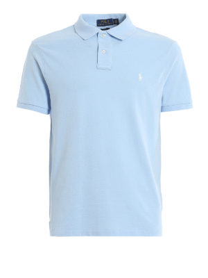 POLO RALPH LAUREN: polo shirts - Light blue slim fit cotton pique polo