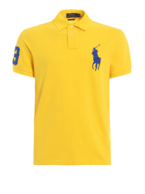 POLO RALPH LAUREN: polo shirts - Yellow maxi logo polo shirt in pique cotton