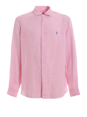POLO RALPH LAUREN: camicie - Camicia in lino rosa confetto