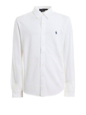 POLO RALPH LAUREN: shirts - Logo embroidery slim cotton pique shirt