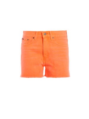 POLO RALPH LAUREN: pantaloni shorts - Shorts The Shawe in denim arancio fluo