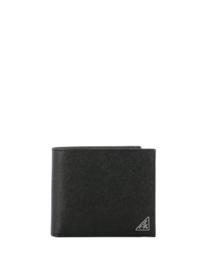 PRADA: wallets & purses - Black leather bifold wallet