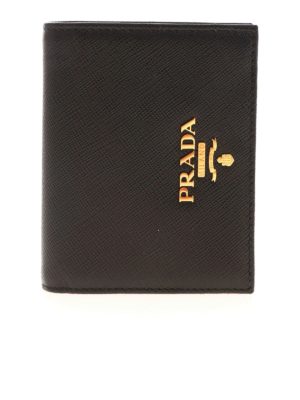 PRADA: wallets & purses - Logo lettering wallet in black
