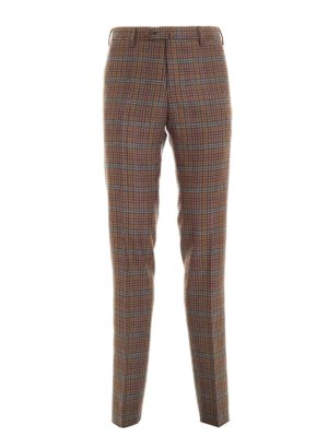 PT 01: pantaloni casual - Pantalone check in lana vergine marrone