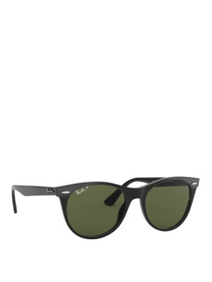 RAY-BAN: sunglasses - Green lens black acetate sunglasses