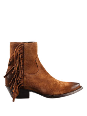 SAINT LAURENT: ankle boots - Lukas fringed suede ankle boots