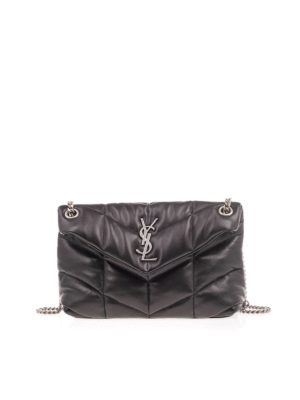 SAINT LAURENT: cross body bags - Loulou Puffer small bag in black
