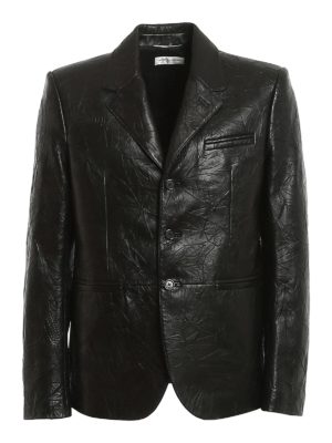 SAINT LAURENT: leather jacket - Wrinkled effect leather jacket