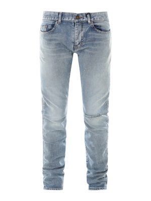 SAINT LAURENT: skinny jeans - Faded denim jeans