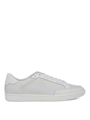 SAINT LAURENT: trainers - Drilled leather sneakers