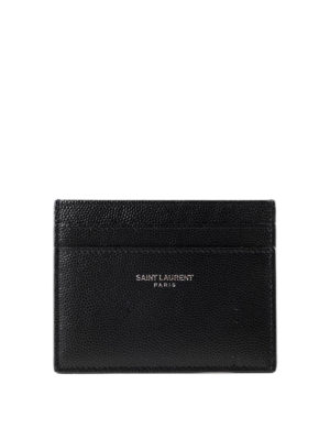 SAINT LAURENT: wallets & purses - Leather logo embossed card holder