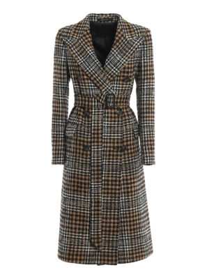 TAGLIATORE: knee length coats - Maxi Prince of Wales wool blend coat