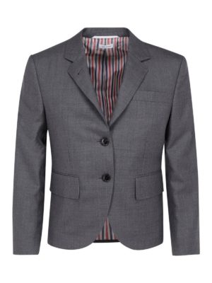 THOM BROWNE: blazers - Mélange wool single breasted blazer