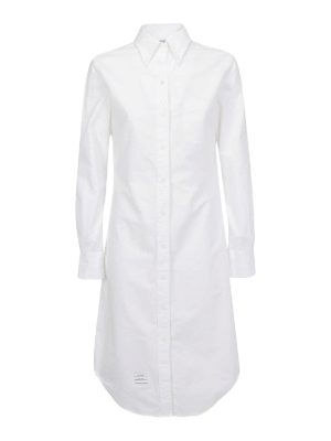 THOM BROWNE: knee length dresses - Cotton knee length shirt dress